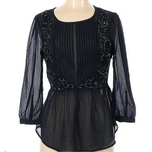 Maeve black blouse with embellishments